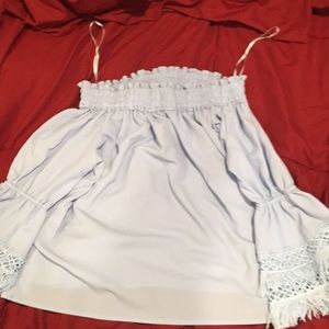 Blue off the shoulder crop top